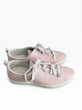 Ecco Gillian Leather Lace Up Sneakers Rose Dust Pink Size 9